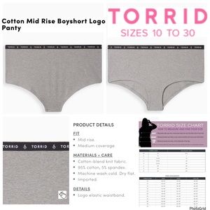 🌟🌟🌟Torrid 5 plus size grey logo midrise boyshort panty NWT